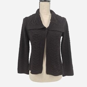Y2K Black knit single button cardigan with draped‎ shawl collar